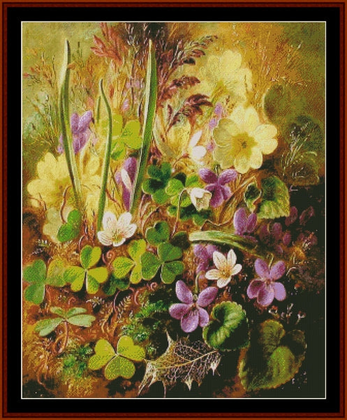 Violets and Clover - A.D. Lucas pdf cross stitch pattern