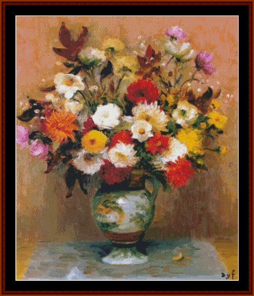 Bouquet of Dahlias - Marcel Dyf pdf cross stitch pattern