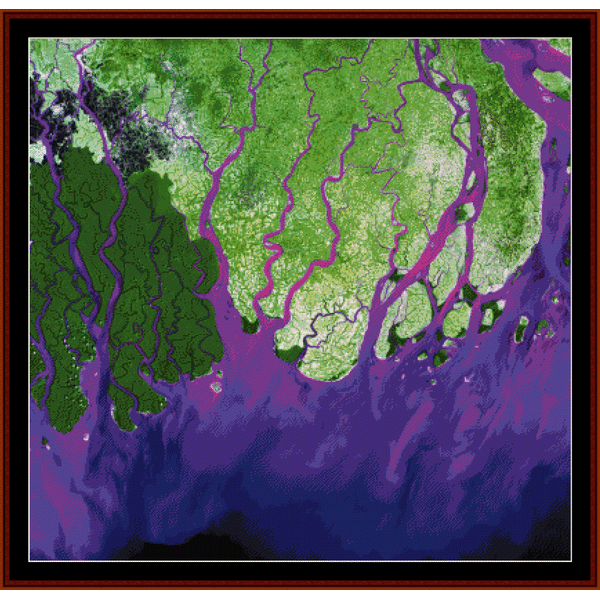 Ganges River Delta - Earth as Art cross stitch pattern