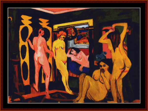 Women Bathing - E.L. Kirchner cross stitch pattern