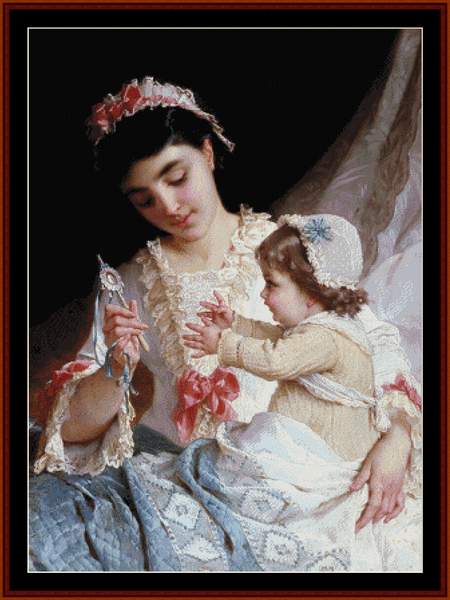 Distracting the Baby - Emile Munier cross stitch pattern