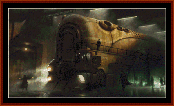 Steampunk Train - Fantasy pdf cross stitch pattern