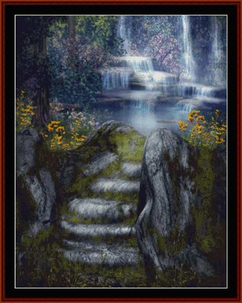 Fantasy Waterfalls pdf cross stitch pattern