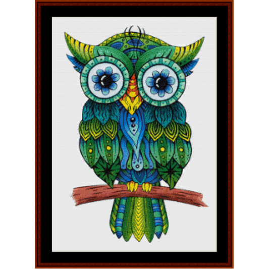 Green Owl - Fantasy cross stitch pattern