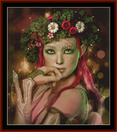 Elven Maiden - Fantasy cross stitch pattern