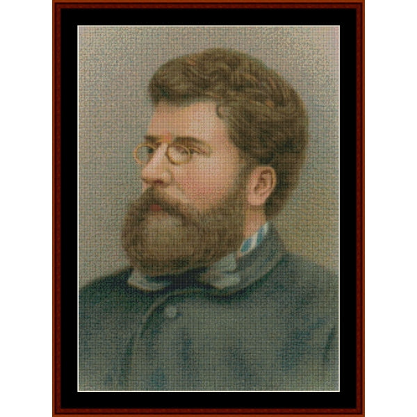 Vintage-style portrait of a man with glasses and a beard - Counted Cross Stitch Pattern by Cross Stitch Collectibles