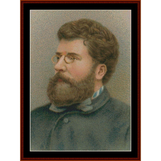 Vintage-style portrait of a man with glasses and a beard - Counted Cross Stitch Pattern by Cross Stitch Collectibles