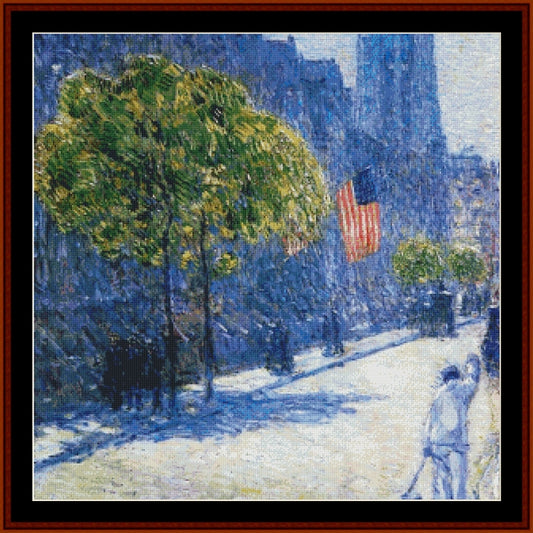 53rd Street, May - Frederick Childe-Hassam pdf cross stitch pattern