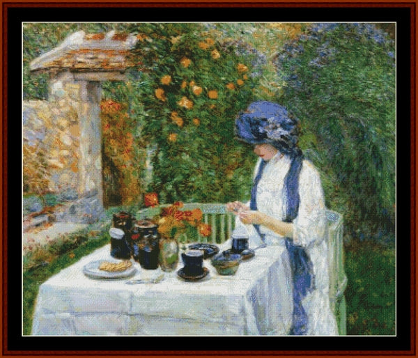 French Tea Garden - Frederick Childe-Hassam pdf cross stitch pattern