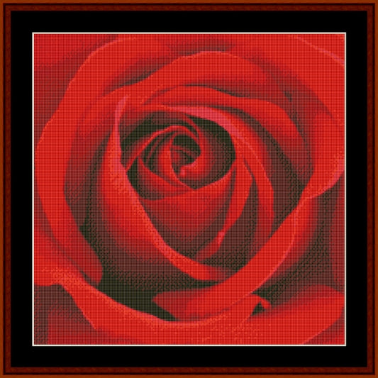 Blooming Red Rose - Floral pdf cross stitch pattern