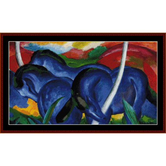 Three Blue Horses - Franz Marc cross stitch pattern