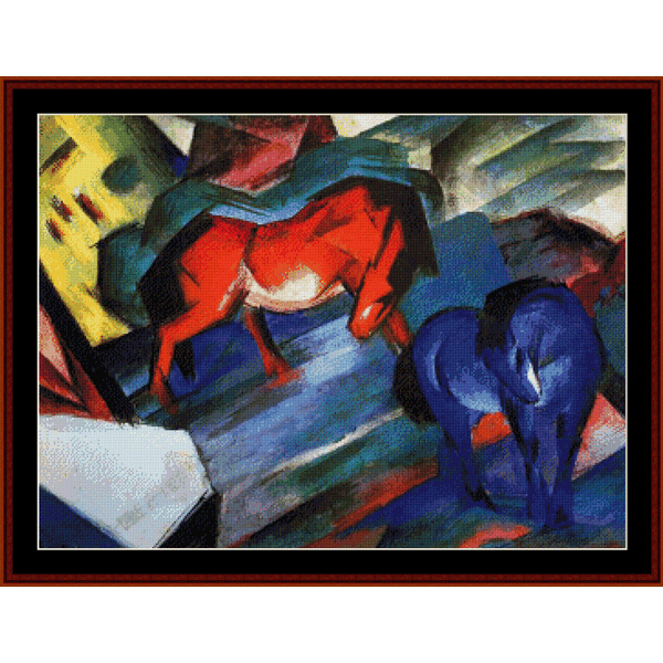 Red and Blue Horses - Franz Marc cross stitch pattern