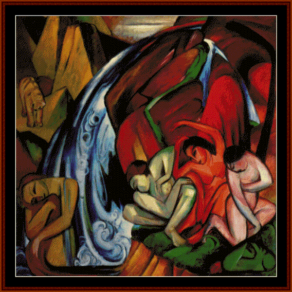 Waterfall - Franz Marc pdf cross stitch pattern