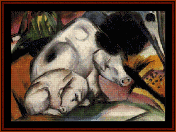 Pigs - Franz Marc pdf cross stitch pattern