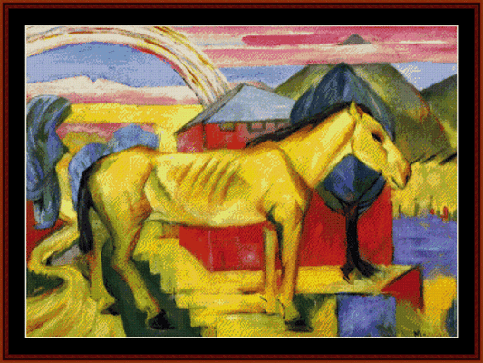 Long Yellow Horse - Franz Marc pdf cross stitch pattern