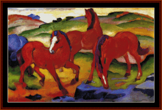 Red Horses - Franz Marc pdf cross stitch pattern