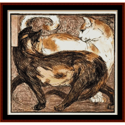 Two Cats, 1909 - Franz Marc cross stitch pattern