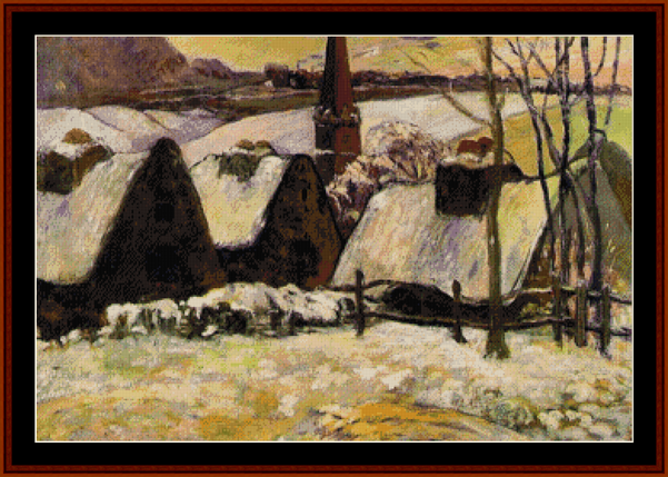 Breton Village in the Snow- Paul Gauguin cross stitch pattern