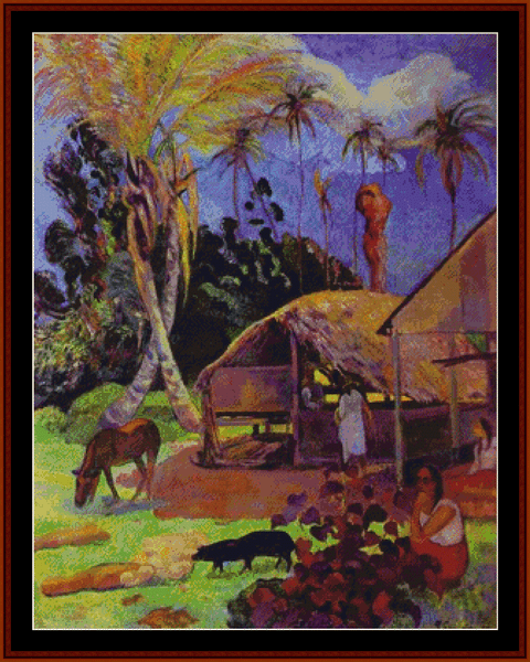 Black Pigs - Paul Gauguin cross stitch pattern