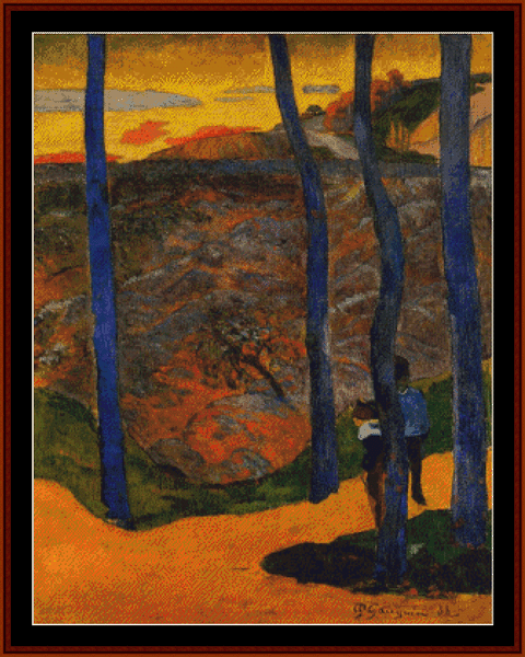 Blue Trees - Paul Gauguin cross stitch pattern