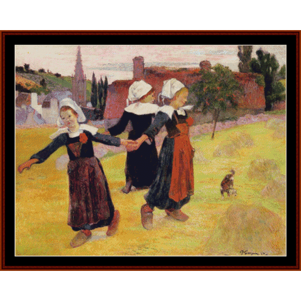 Breton Girls Dancing - Paul Gauguin cross stitch pattern