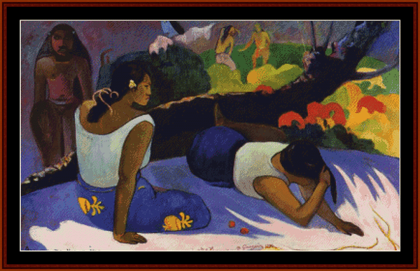 Reclining Tahitian Women - Paul Gauguin cross stitch pattern