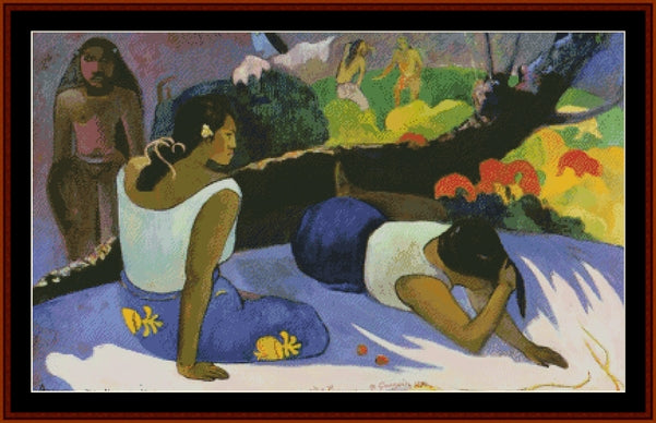 Reclining Tahitian Women - Paul Gauguin pdf cross stitch pattern