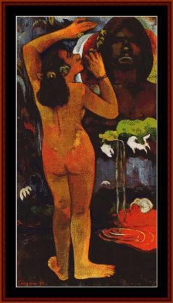 Moon Goddess Te Fatu, 1893 - Paul Gauguin cross stitch pattern