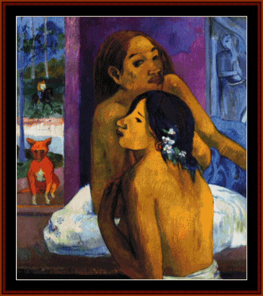 Two Women with Flowered Hair - Paul Gauguin cross stitch pattern
