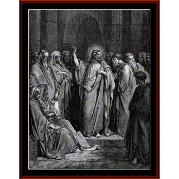 Christ in the Synagogue - Gustave Dore cross stitch pattern