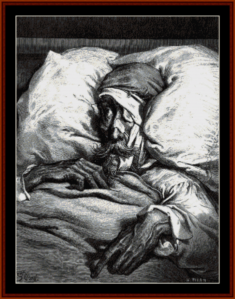 Don Quixote in Bed - Gustave Dore cross stitch pattern
