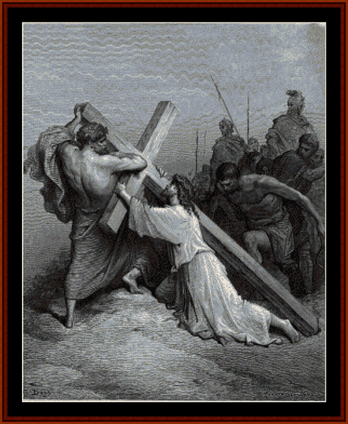 Jesus Falling Beneath the Cross - Gustave Dore cross stitch pattern