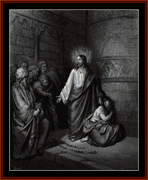 Jesus and the Adulteress - Gustave Dore cross stitch pattern
