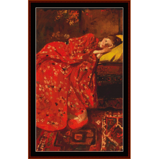 Girl in Red Kimono - George H. Breitner pdf cross stitch pattern