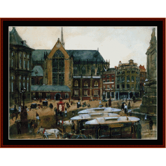 Dam in Amsterdam - George H. Breitner pdf cross stitch pattern