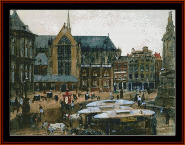 Dam in Amsterdam - George H. Breitner pdf cross stitch pattern