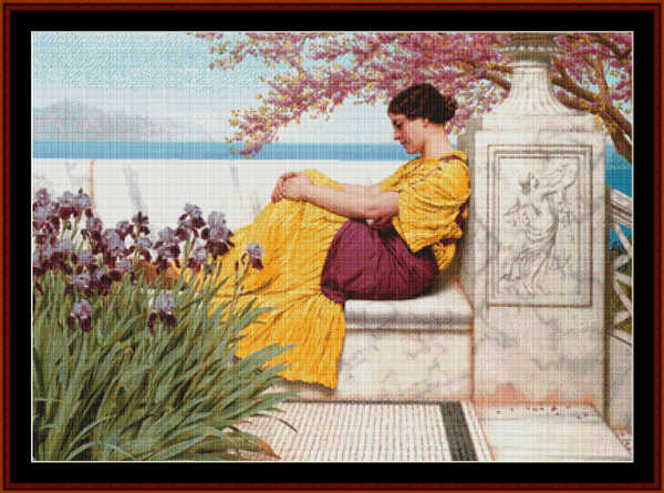 Under the Blossoms, 1917 - J.W. Godward cross stitch pattern