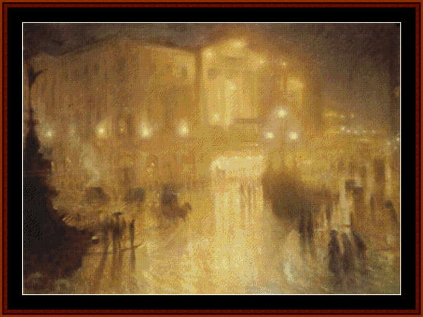 A Wet Night at Picadilly Circus - Arthur Hacker pdf cross stitch pattern