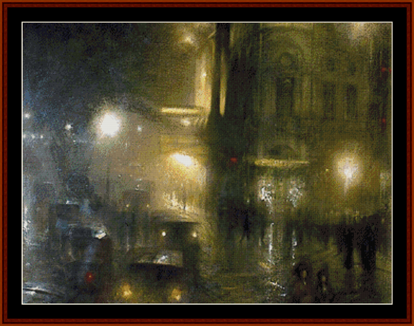 Picadilly Circus at Night - Arthur Hacker pdf cross stitch pattern