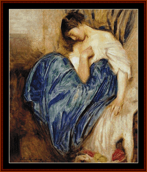 Seated Girl - Arthur Hacker pdf cross stitch pattern