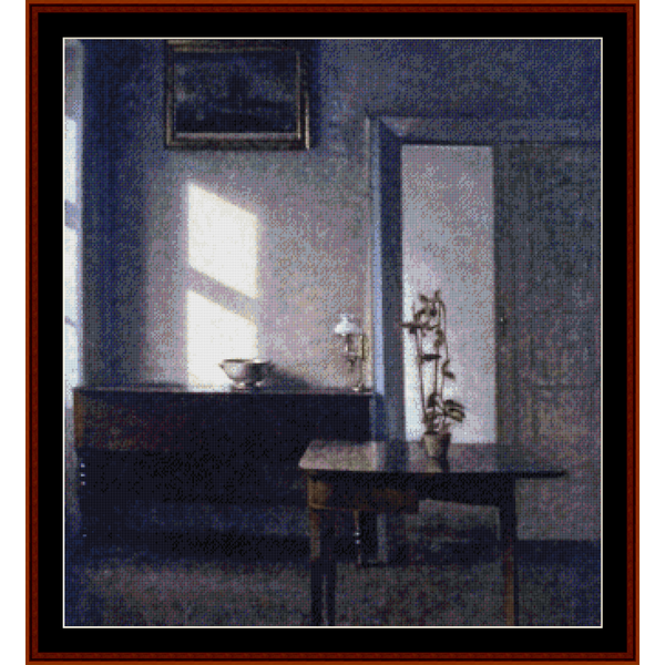 Interior with Potted Plant - V. Hammershoi cross stitch pattern