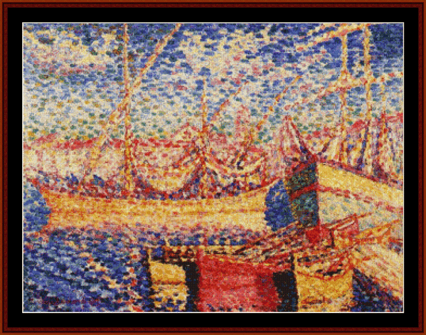 Boats in the Port of St. Tropez - H.E. Cross cross stitch pattern