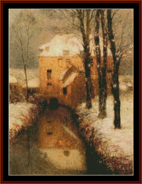 Canal in Winter - Henri Le Sidaner pdf cross stitch pattern