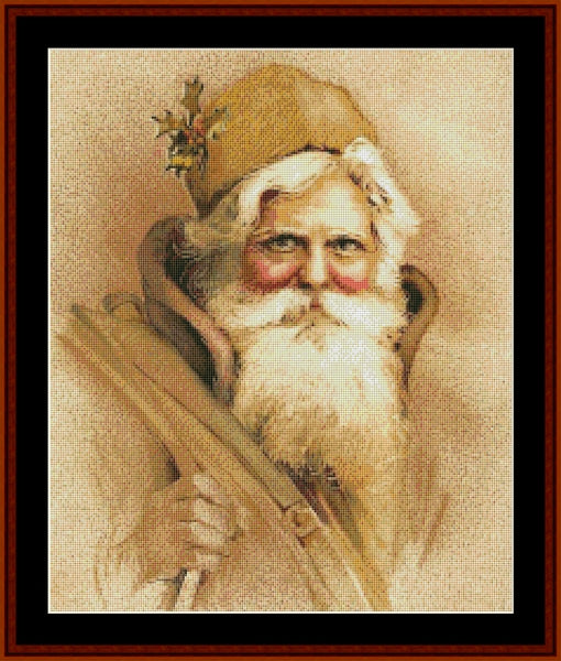 Santa in Brown - Christmas pdf cross stitch pattern