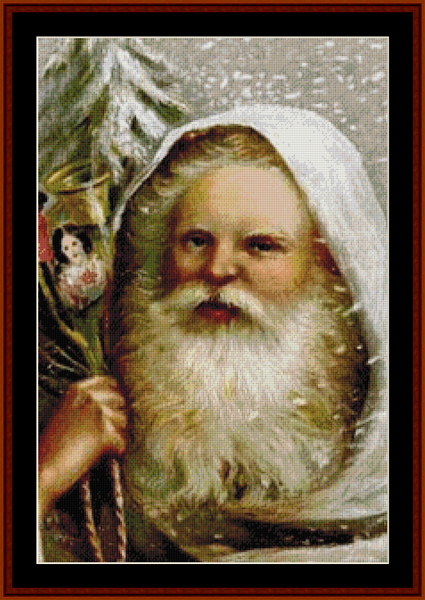 Santa in White - Christmas pdf cross stitch pattern