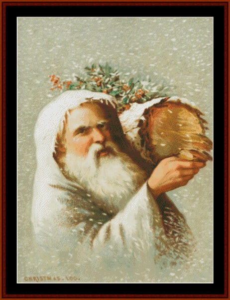 Santa in the Snow - Christmas pdf cross stitch pattern
