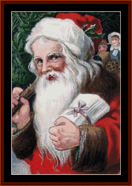 Santa with Gifts cross stitch pattern