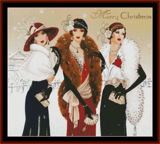 A Fashionable Christmas - Christmas pdf cross stitch pattern