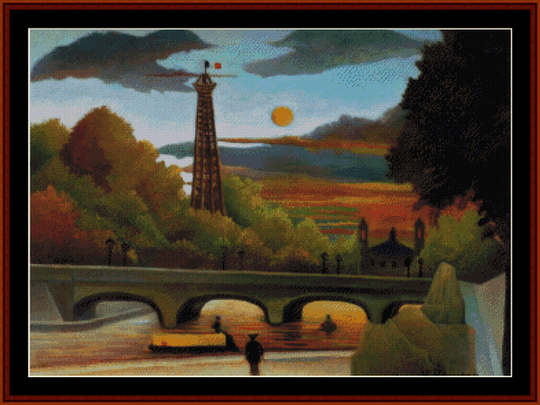 Seine & Eiffel Tower in Sunset- Henry Rousseau pdf cross stitch pattern