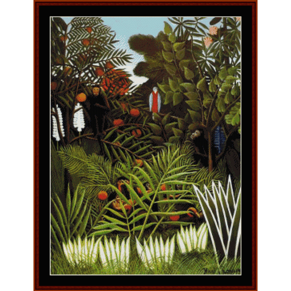 Exotic Landscape - Henri Rousseau cross stitch pattern